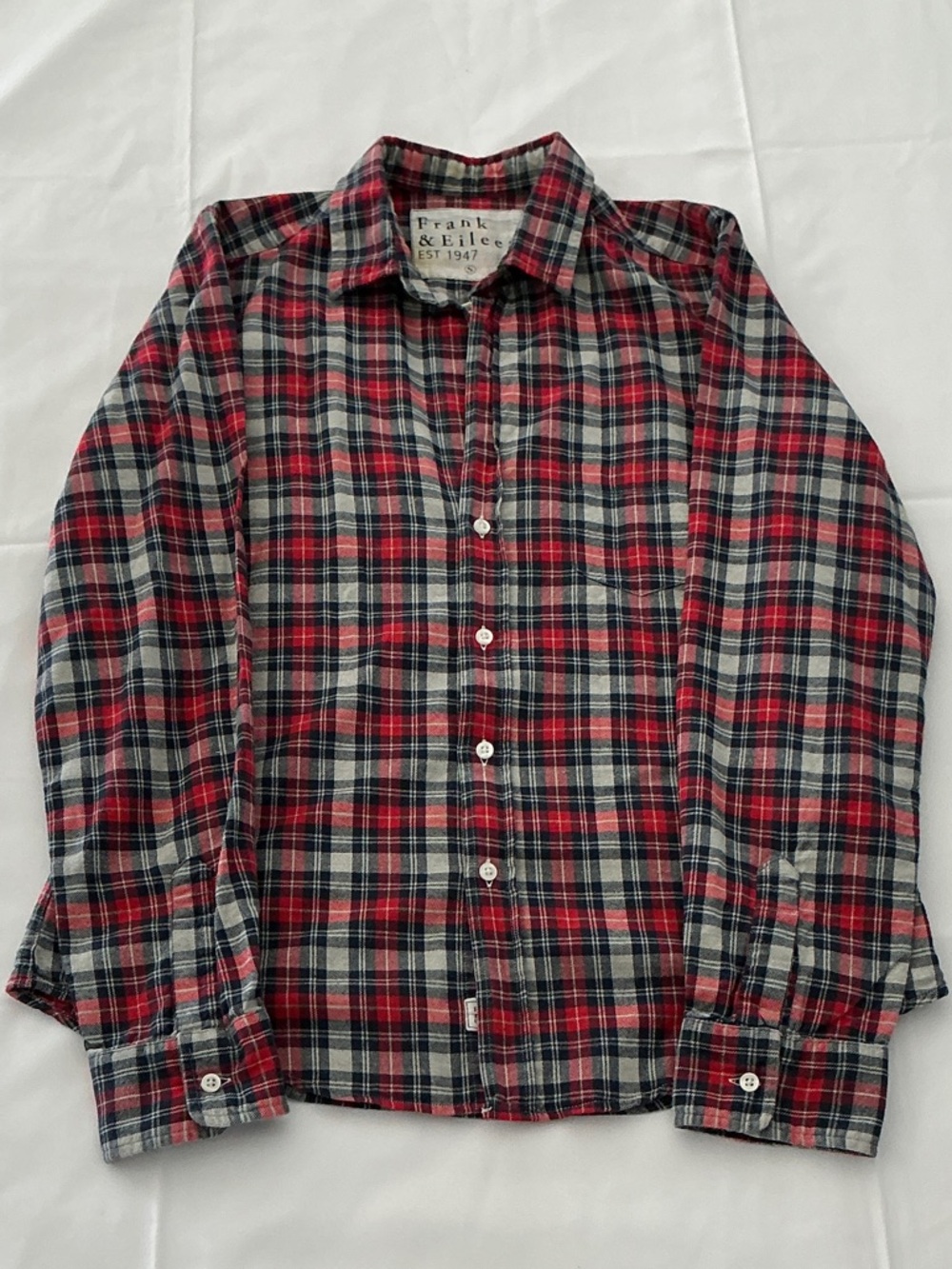 Frank & Eileen BARRY Red And Blue With White Plaid, Italian Flannel